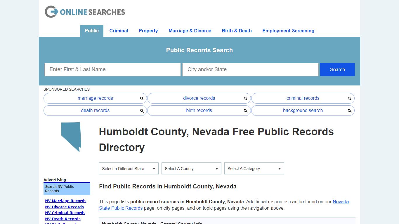 Humboldt County, Nevada Public Records Directory