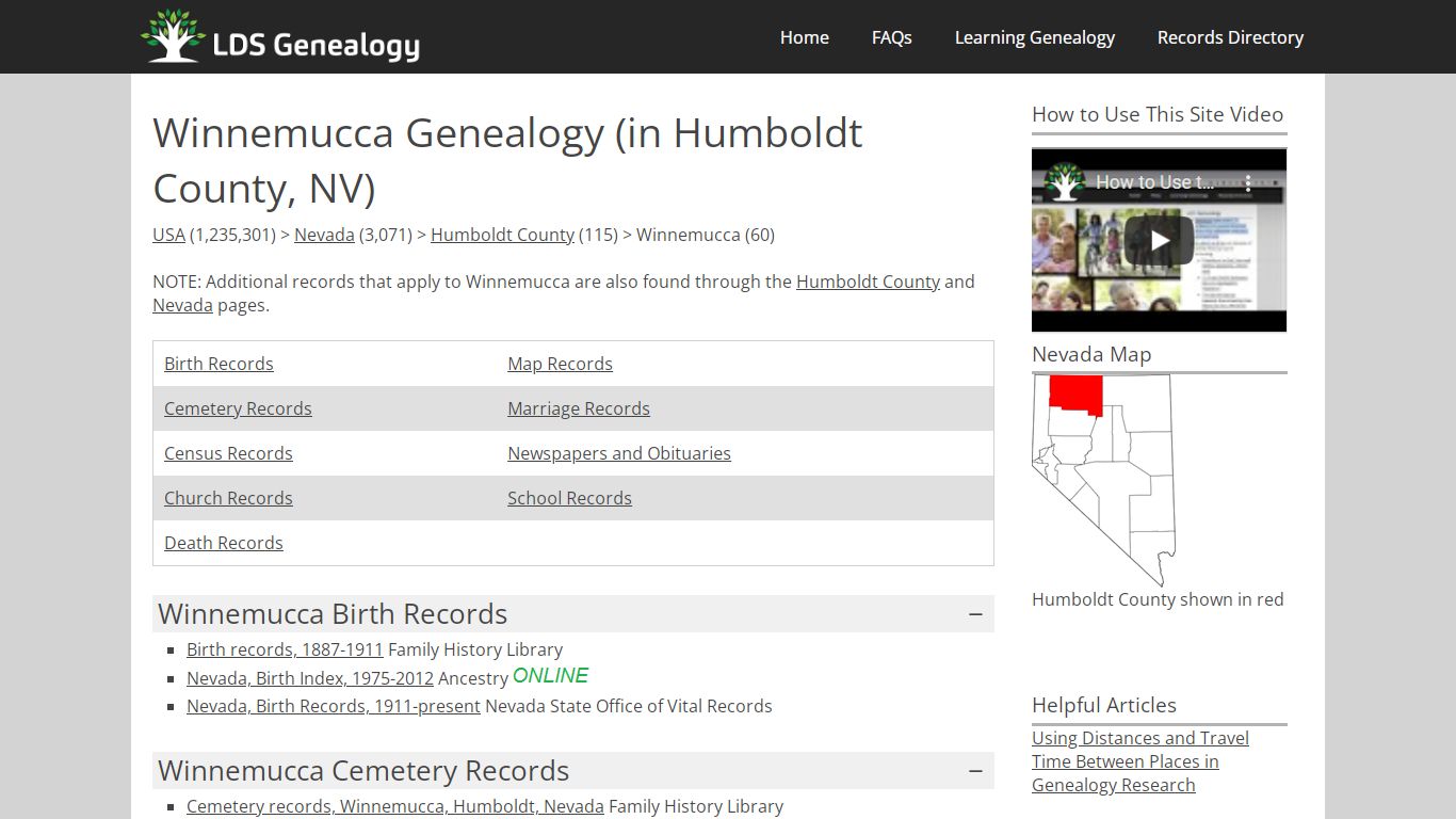 Winnemucca Genealogy (in Humboldt County, Nevada)